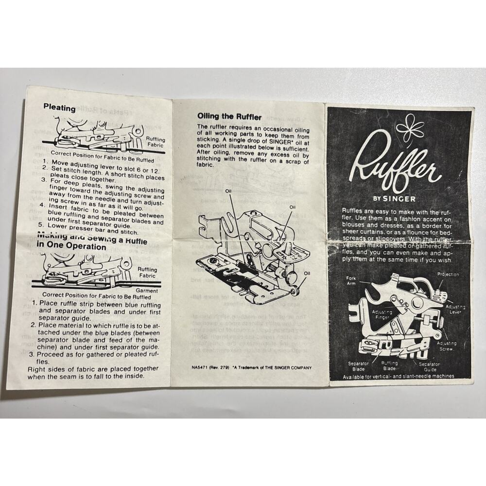 Vintage Singer Sewing Machine Ruffler With Instructions - Picture 3 of 4